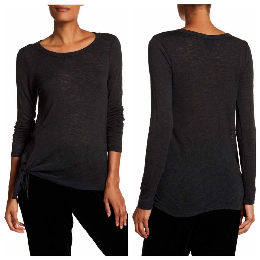 Bobeau Black Side Tie Tee Shirt sz Petite MP